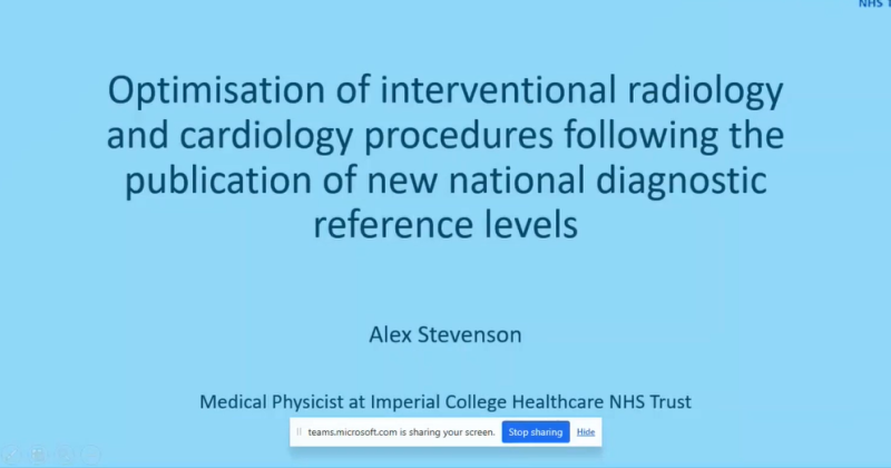 Optimisation of interventional radiology and cardiology procedures following the publication of new national diagnostic reference levels – Alex Stevenson